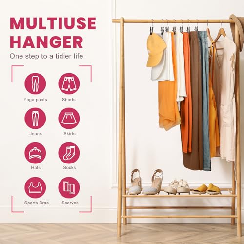 DOIOWN 12 Pack Pants Hangers with Clips - Non-Slip Black Legging Organizers