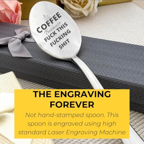 Funny Engraved Coffee Spoon - 304 Stainless Steel Long Handle