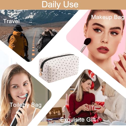 Quilted Floral Makeup Bag Large Capacity Travel Toiletry Organizer