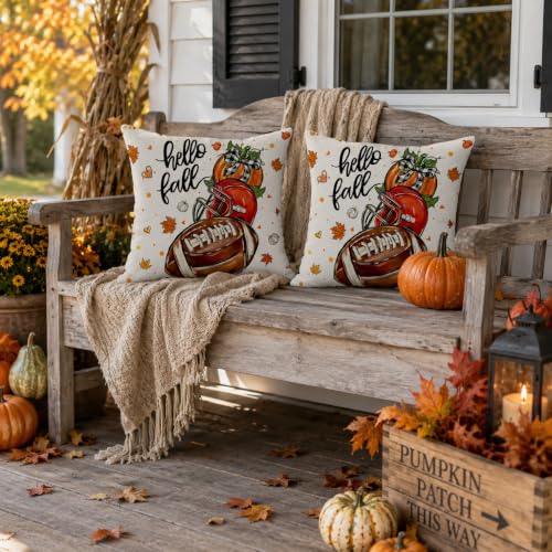 GEEORY 18x18 Inch Fall Pumpkin Pillow Covers - Set of 2 for Autumn Decor