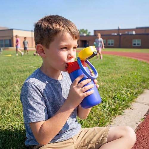 Fijinhom 12oz Stainless Steel Toddler Water Bottle with 2-in-1 Lid - Blue