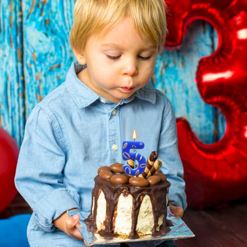 Conelist Number 5 Birthday Cake Candles - Blue & Gold Rings, 1 Piece, Party Decor