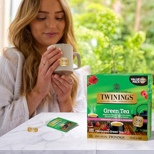 Twinings Green Tea Bags with Pomegranate, Raspberry & Strawberry - 100 Count