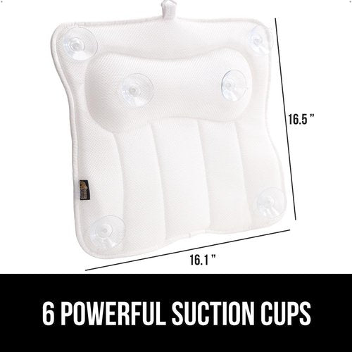 GORILLA GRIP Bath Pillow - 4D Mesh FlexComfort Headrest with 6 Suction Cups | Luxury Machine Washable, White