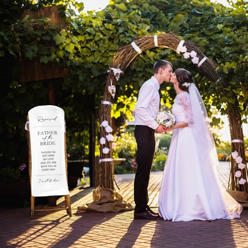 White Wedding Reserved Sign for Chairs - Premium Fabric Decoration