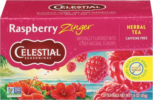 Celestial Seasonings Raspberry Zinger Herbal Tea, 20 Count (Pack of 6)