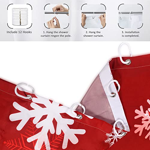 Christmas Snowflake Shower Curtain - Waterproof & Machine Washable, 72"x72"