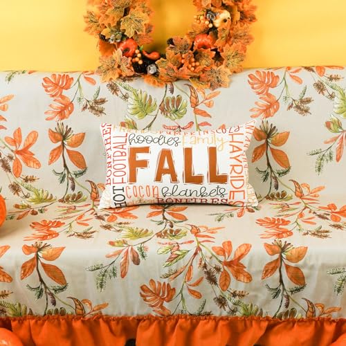ONWAY Fall Decorative Pillow Cover 12x20 Inch - Orange