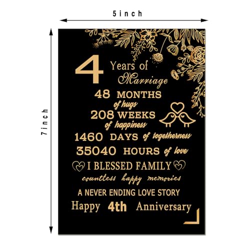 Sutjxc 4th Wedding Anniversary Card for Husband Wife, 5x7 Inches