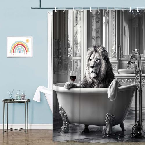 Funny Lion Shower Curtain 72" x 72" - Waterproof Polyester Bath Decor