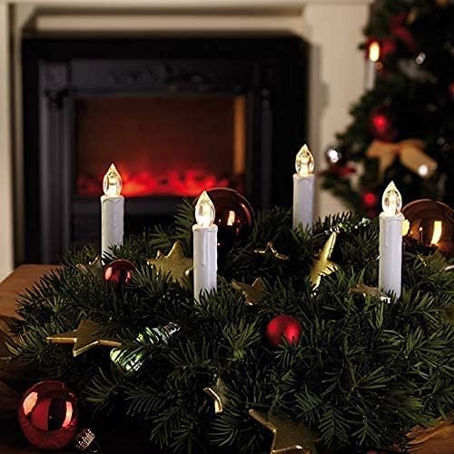 Skiennix Flameless LED Taper Candles - Battery Operated with Remote Timer | 30PCS White Flickering Mini Clip-On Lights for Christmas Trees & Home Decor