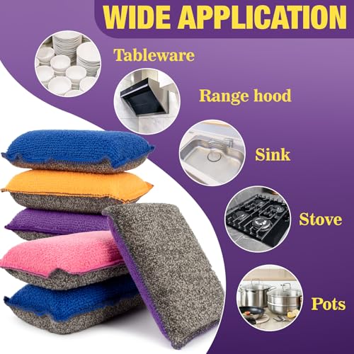 MAQIHAN 8 Pack Non-Scratch Microfiber Dish Scrubbers