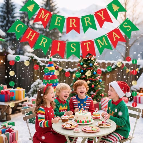 Merry Christmas Banner Party Decoration Set for Indoor and Outdoor Home