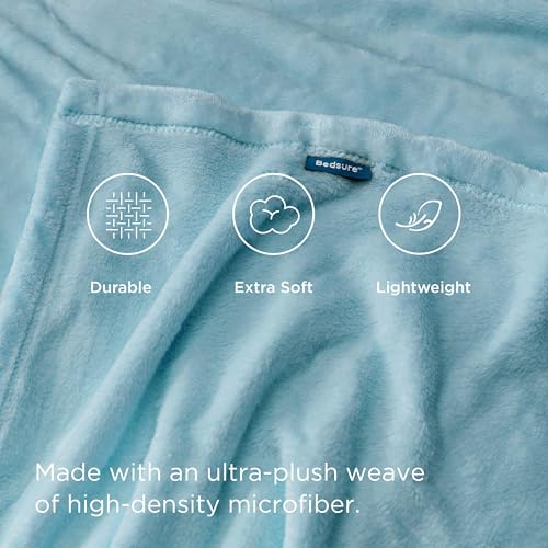 Bedsure River Blue Twin Fleece Blanket - 300GSM Lightweight Plush 60x80 inches