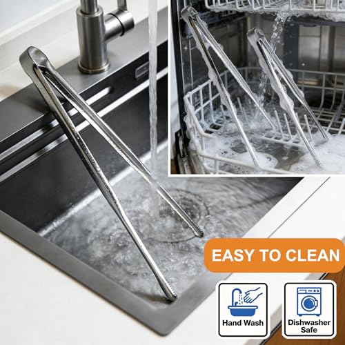 Stainless Steel Kitchen Tongs Set - Non-Slip Serrated Tips, 11.5" & 13.5"
