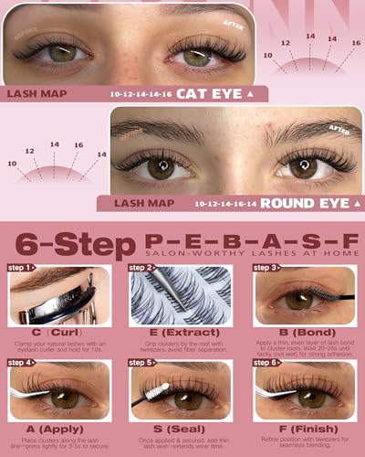 Eefofnn Wispy Lash Clusters 8-14mm DD Curl Individual DIY Eyelash Extensions