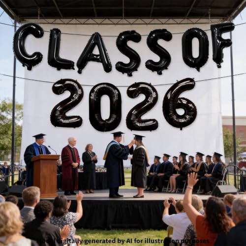 Class of 2026 Graduation Balloons Banner - Metallic Foil Letters