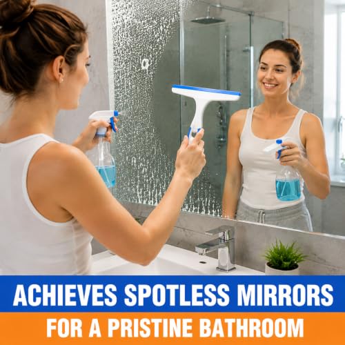 MUZHUPGUZ 3-Pack Shower Squeegee for Glass Doors - Blue, Green, Red Bathroom Window Cleaner