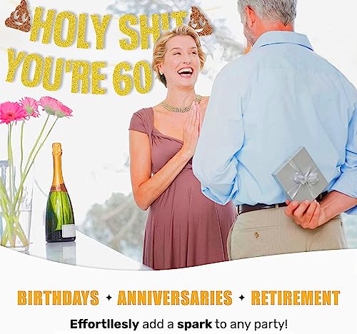 Gold Glitter 60th Birthday Banner - Cheers to 60 Years Decoration