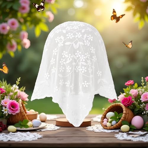 White Lace Flower Triangle Headband Elegant Women Sunproof Bandana