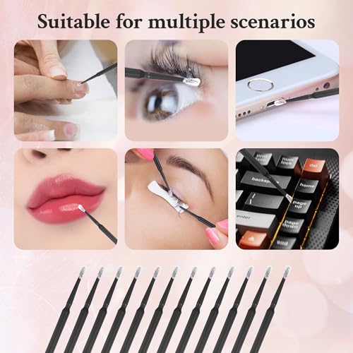 KIUSOWAYD 300 Count Disposable Micro Applicator Brushes for Eyelash Extensions Black