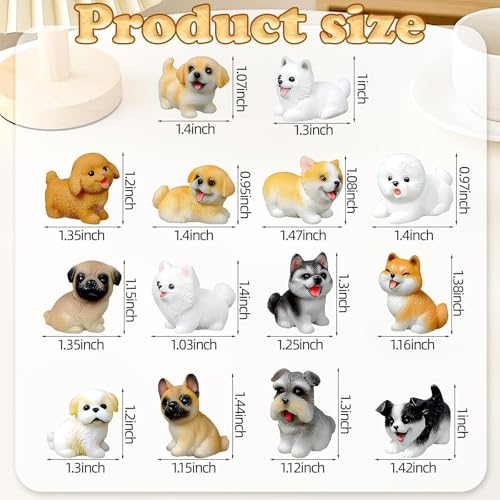Mini Dog Figurines Set - 14 Assorted Resin Puppy Collectibles