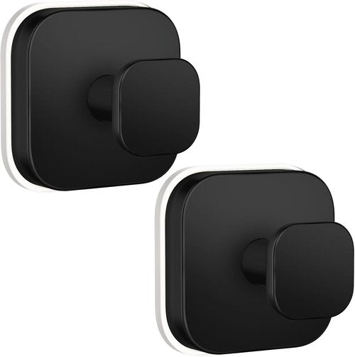BKV Suction Cup Hooks - Heavy Duty Bathroom & Shower Hooks for Towels, Robes, & Wreaths | Black (2 Pack)