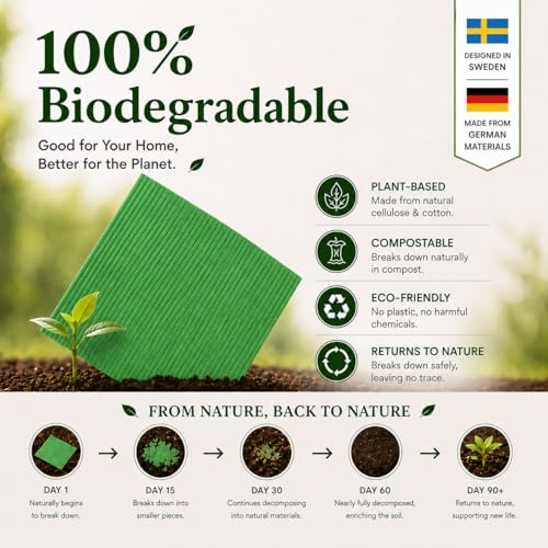 Solvra 10-Pack Swedish Dishcloths - Eco-Friendly Washable Cleaning Cloths