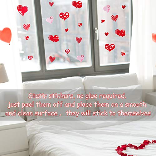 TUPARKA Valentine's Day Window Clings - 100 Heart-Shaped Stickers