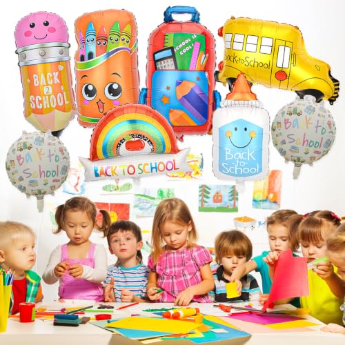 Back to School Foil Balloons - 8 Colorful Designs for Party