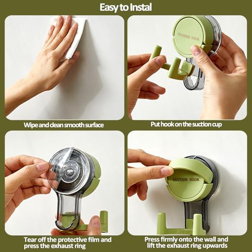 Eternelovery 3PCS Suction Cup Hooks for Bathroom & Kitchen - Heavy Duty Reusable Adhesive Shower Towel Hooks