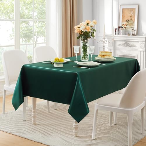 Blackish Green Satin Table Cover 60x120 Inches - 6 Pack, Rectangular