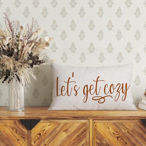 Let's Get Cozy Fall Pillow Cover 12x20 Inch Decorative Cushion