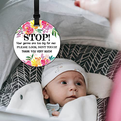 Stop No Touching Car Seat Sign - 2 Pack Baby Safety Tags