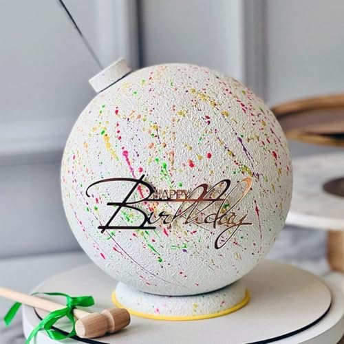 Happy Birthday Cake Topper Golden Acrylic 9 Pack Party Decor