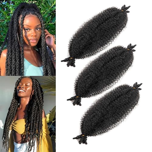 Orientfashion Pre-Fluffed Spring Afro Twist Hair Extensions 16 Inch 3 Packs
