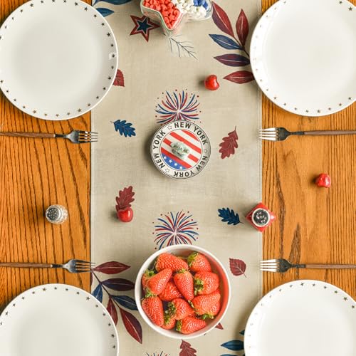 13x60 Inch Fireworks American Flag Stars Table Runner - 4th of July Memorial Day Decor