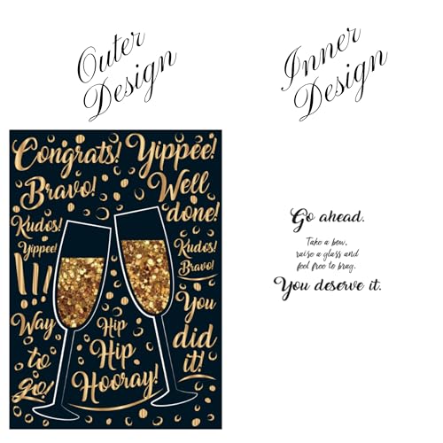 Elegant Congratulations Card with Glitter Champagne Glasses