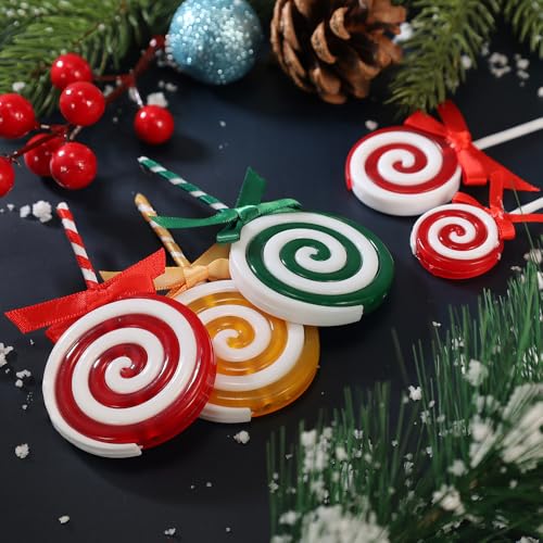 Pink Christmas Candy Cane Decorations - 12 Pack Plastic Hanging Ornaments