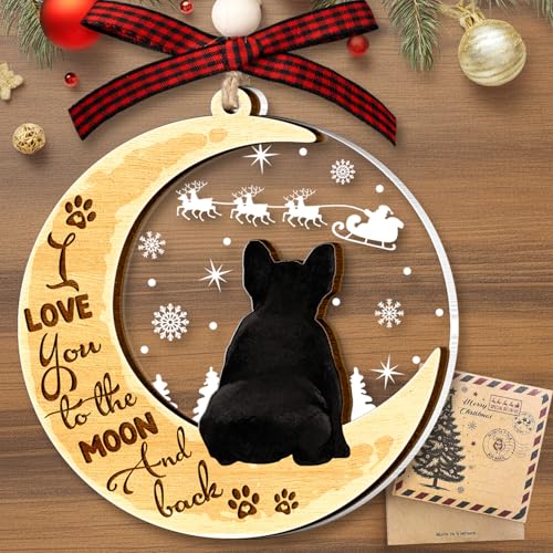 French Bulldog Christmas Ornament - 2 Layer Wood & Acrylic