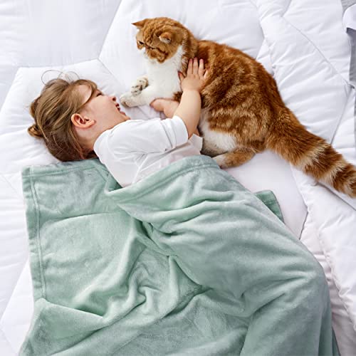 Bedsure Kids Fleece Throw Blanket, Soft Microfiber for Travel, Sage Green, 43x55