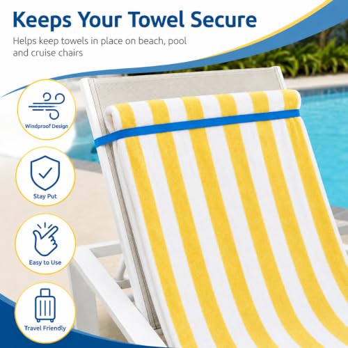 Silicone Towel Bands for Beach & Pool Chairs - 4 Pack