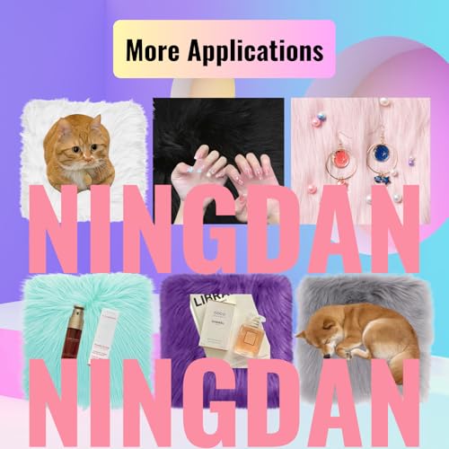 NINGDAN 12x12 Inch Square Faux Fur Rug - Soft Pink Plush Photo Background