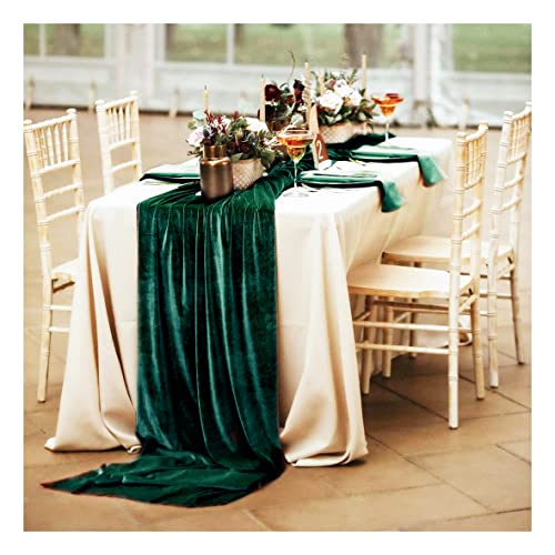 Velvet Table Runner Emerald Green 29x120 Inches - Soft Fabric Wedding Party Decor - Variation of THIS listing