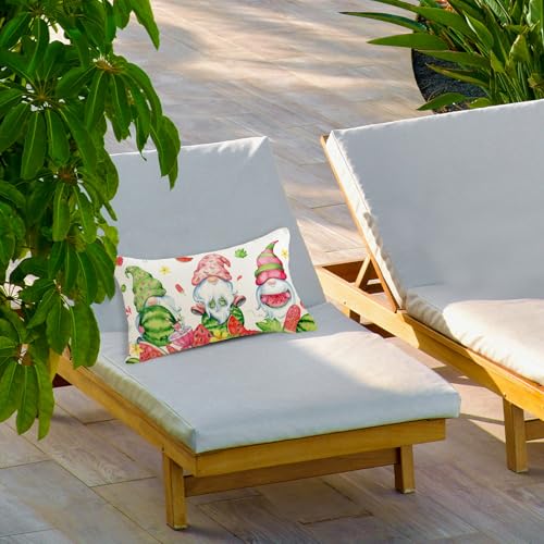 Summer Gnome Watermelon Pillow Cover 12x20 Inch Decorative Cushion