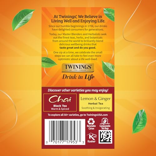 Twinings French Vanilla Chai Black Tea Bags - 20 Count, Warm & Spicy, Individually Wrapped, Pack of 1