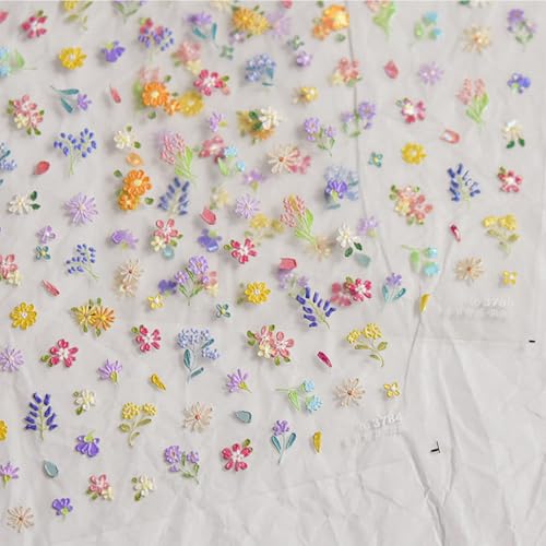 5D Embossed Flower Nail Art Stickers Self-Adhesive Floral Decals