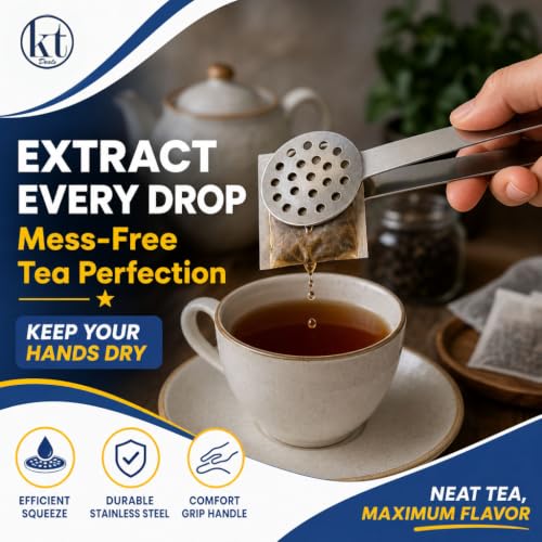 Stainless Steel Tea Bag Squeezer Tongs - 2 Pack Gripper & Strainer