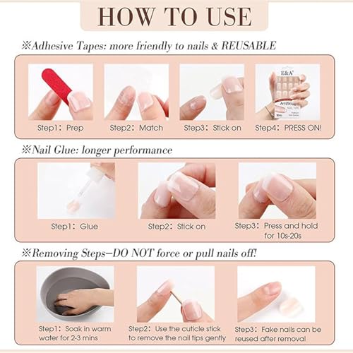 YKZFUI 30pcs Medium Almond Press On Nails with 3D Floral French Design