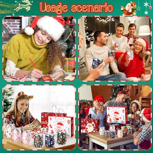 Funny Christmas Gift Set for Coworkers - 6 Sets with Wine Tumblers, Keychains & Cards